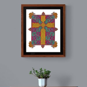 Celtic Illumination Cross Page Print