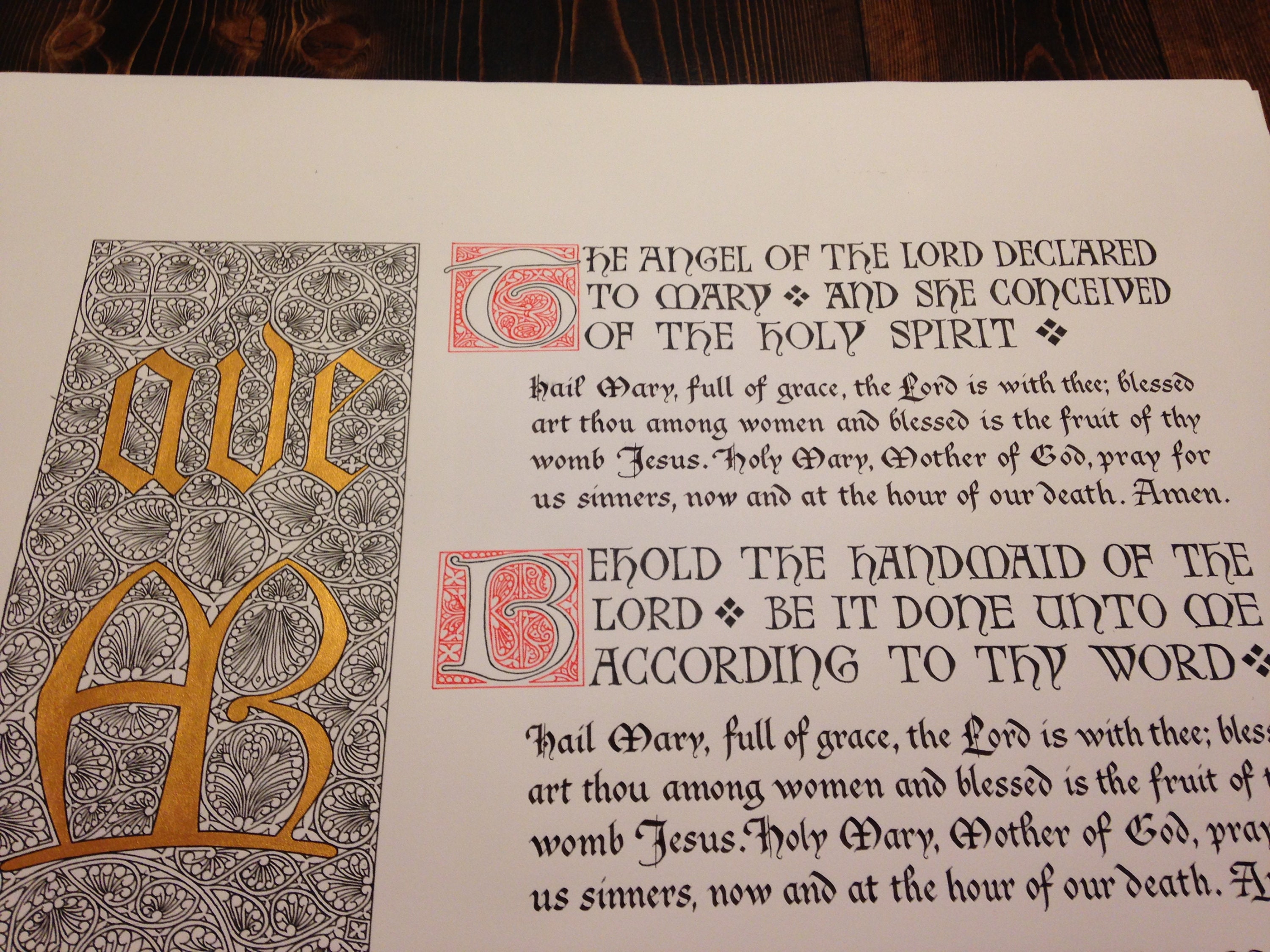The Angelus Prayer Illuminated Calligraphy Digital Download - Etsy