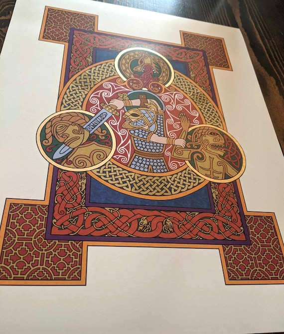 Beowulf Illuminated Manuscript - Celtic Norse Coloring Book