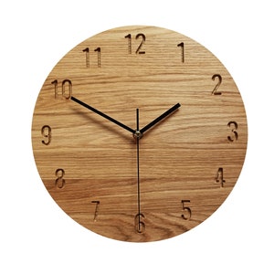 Warm shade Oak Clock, Natural Resin, Modern Clock, 28cm (11''), Wood Wall Clock, Modern Wall Clock, Silent Clock, Naturdeco