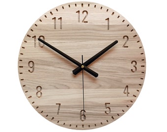 Large Wall Clock, Unique Wall Clock, Large Modern Clock, Silent Wood Clock, Housewarming gift, Modern Wall Clock, Wooden Clock, 14'' 36cm