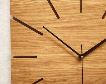 Eichen-Holz-Wanduhr: Modernes, leises, minimalistisches Dekor (14