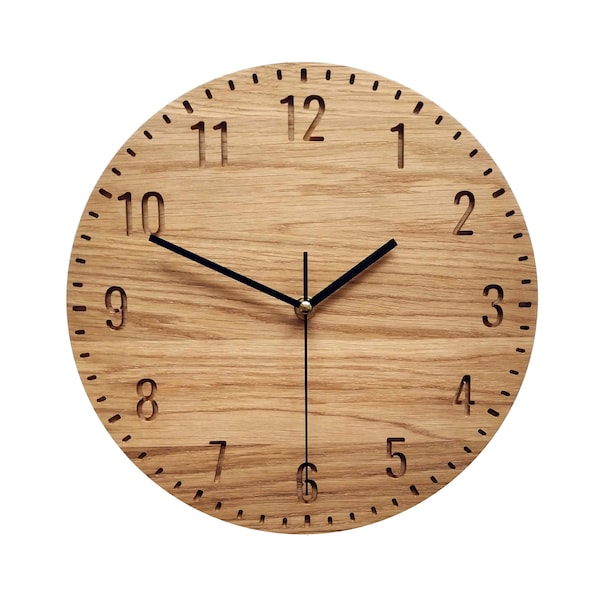 Orologio in rovere caldo, orologio moderno in resina, 28 cm (11 pollici), orologio da parete in legno unico, orologio silenzioso, Naturdeco
