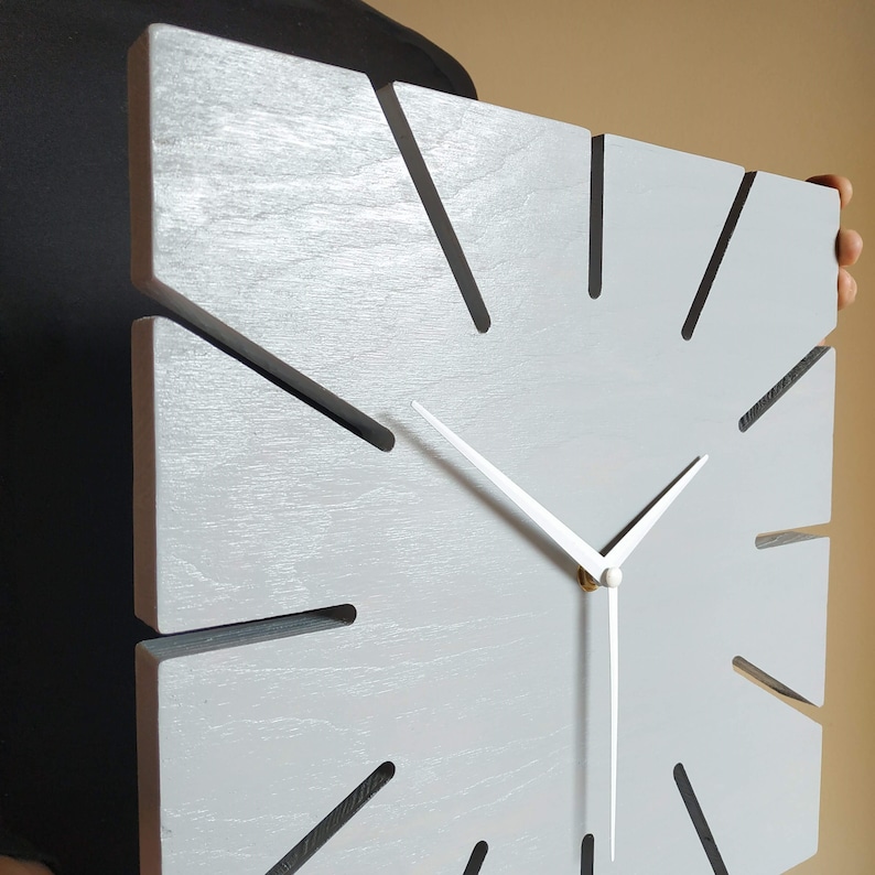 Gray Wood Clock Grey Wall Clock Minimalist Clock Modern Etsy