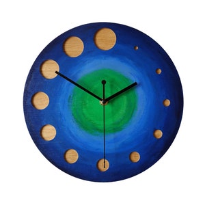 Modern Wall Clock, 28cm (11&#39;&#39;), Oak clock, Minimalist Clock, Unicorn Spit, Wall Art, Home Decor, Unique Clock, Silent Clock, Handmade