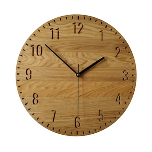Oak Wood Wall Clock: 14&#39;&#39; Silent Minimalist Design