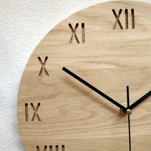 Roman Numeral Clock, Wood Wall Clock, Wall Clock, Minimalist Clock, Silent Clock, Engraving Numbers Clock, Naturdeco image 8