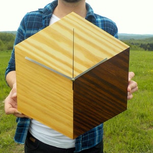 Wooden Hexagon Clock, Unique Wall Clock, Large Wall Clock, Minimalist Clock, Housewarmng  gift, Home Decor, Silent Clock