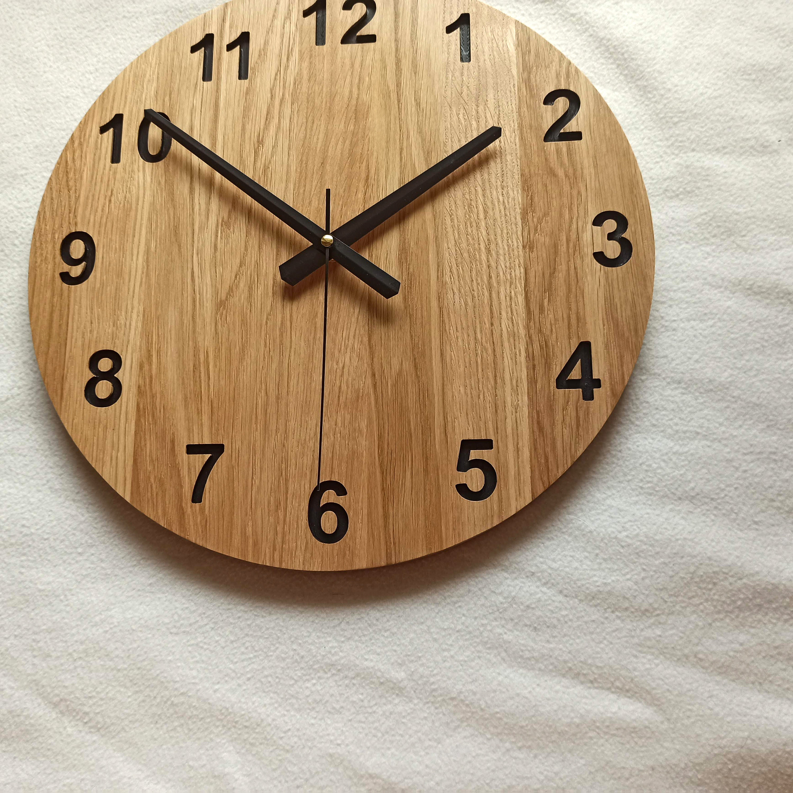 Oak Wood Wall Clock, 36cm, Resin, Silent Modern Design - Etsy