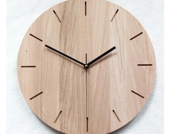 Minimalist Oak Wood Clock 36cm