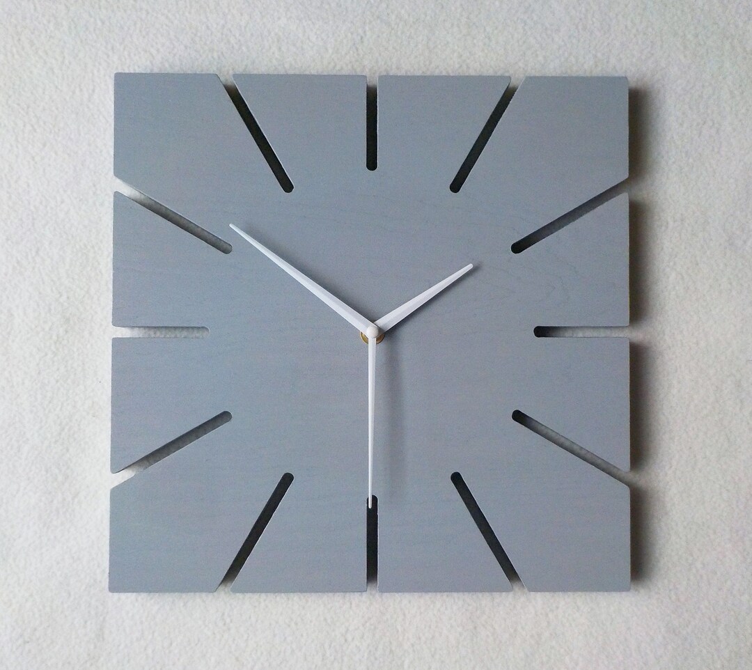 Gray Wood Clock, Grey Wall Clock, Minimalist Clock, Modern Clock, 11,81 ...