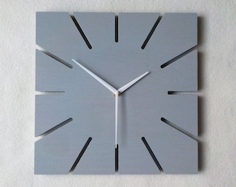 Orologio da parete quadrato in legno grigio: arredamento moderno minimalista (11,81'')