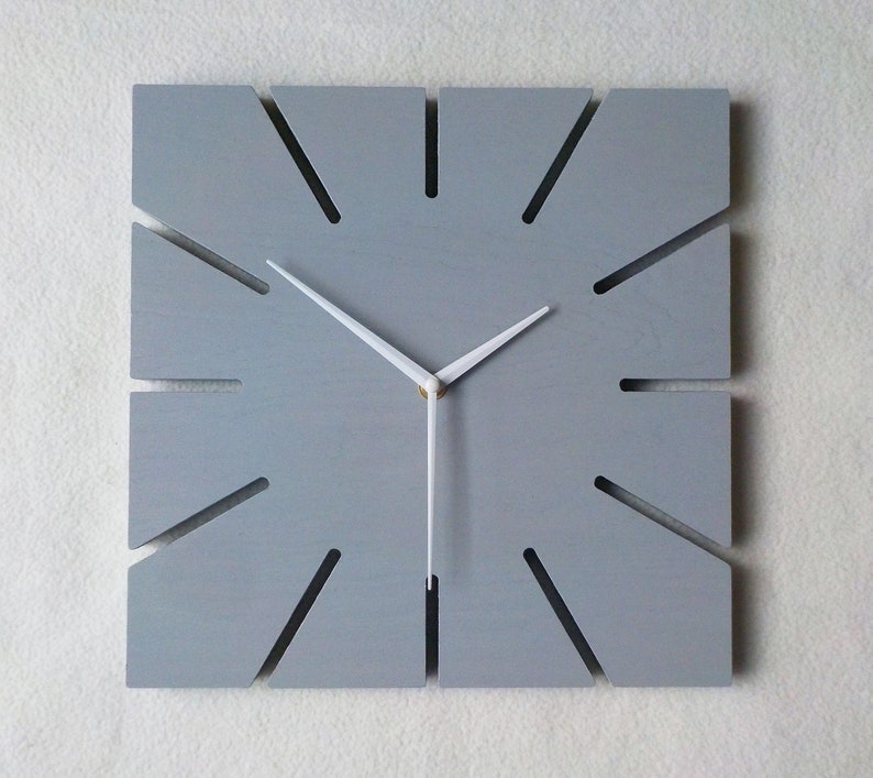 Gray Wood Clock Grey Wall Clock Minimalist Clock Modern Etsy
