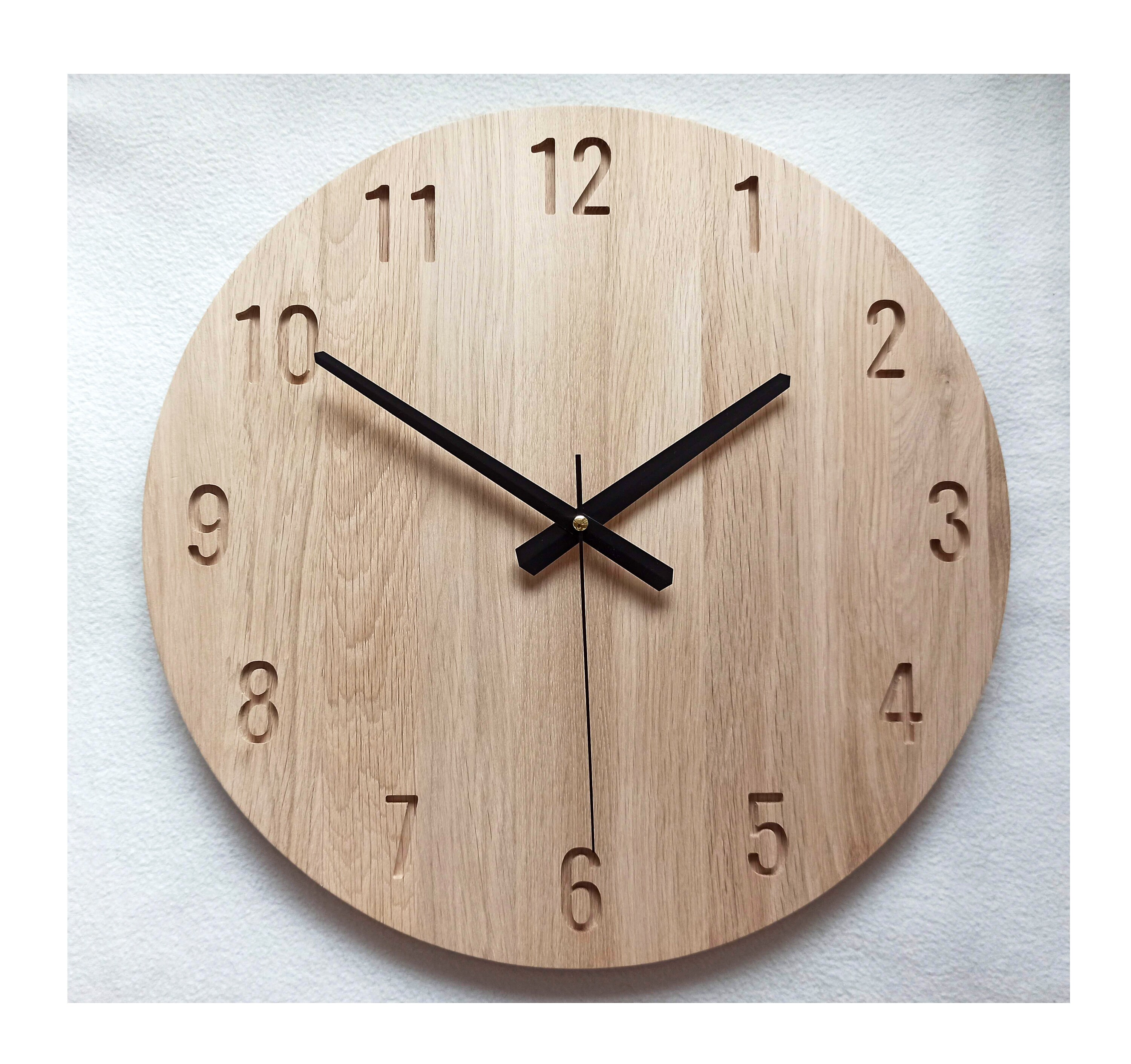 Unikatowy zegar ścienny, 15,75'' 40 cm, Zegar dębowy, Nowoczesny zegar, Duży zegar, Dekoracja ścienna, Prezent na parapetówkę, Naturdeco