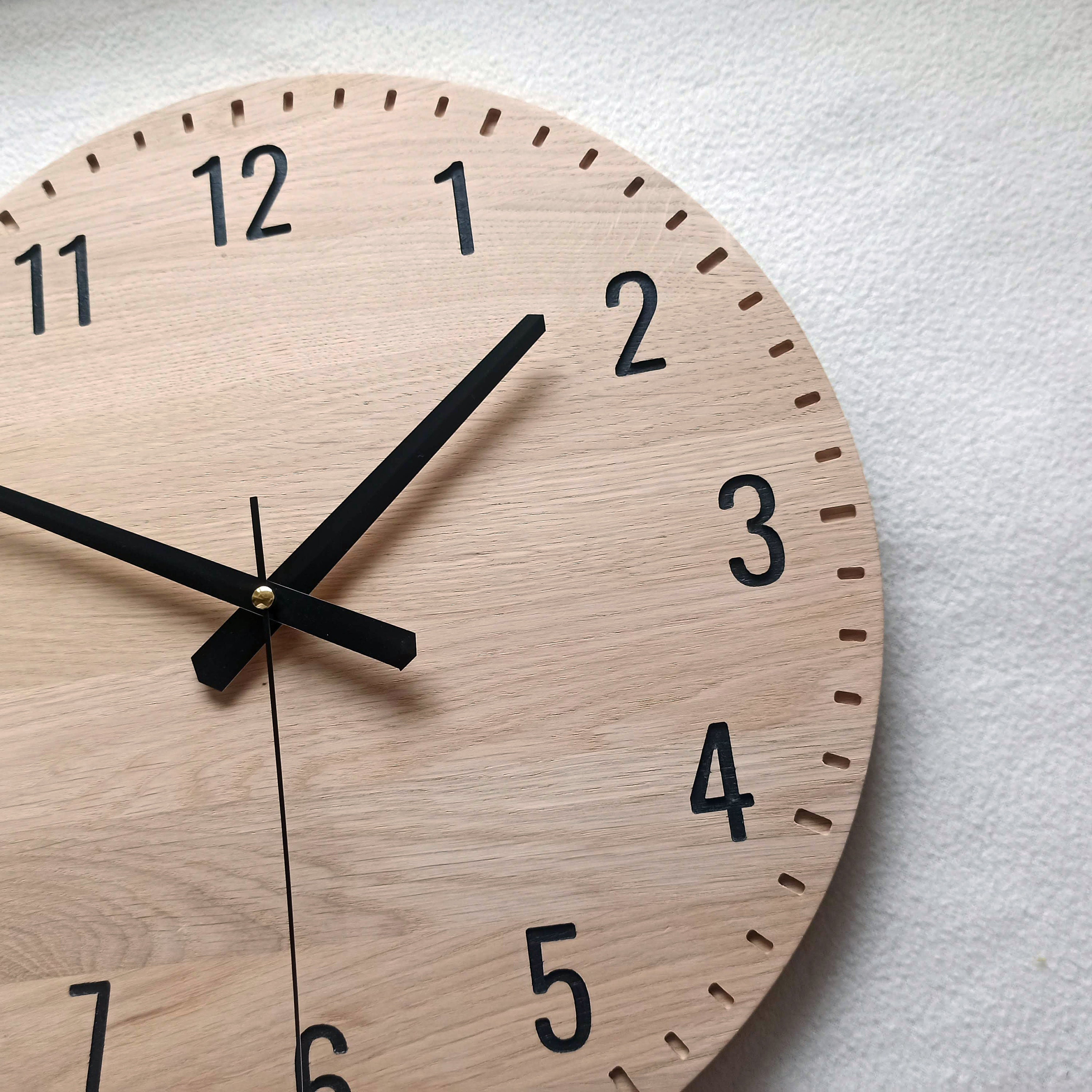 Large Oak Wood Wall Clock: Modern Minimalist Silent Clock (14''/36cm ...