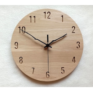 Minimalist Oak Wood Wall Clock: Silent 11&#39;&#39; Handmade Clock