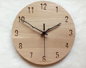 Modern Clock, Wood Clock, Unique Wall Clock, Minimalist Clock, 28cm 11'', Silent Clock Mechanism, Handmade gift, Naturdeco