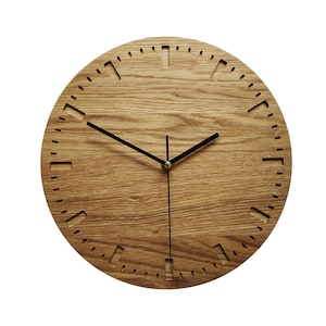 Minimalist Oak Wood Wall Clock: Silent Modern Design (11&#39;&#39;)