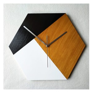 Hexagon Clock, Wood Wall Clock, Modern Clock, Large Wall Clock, Minimalist Clock, Wooden Wall Clock, Home Decor, Naturdeco