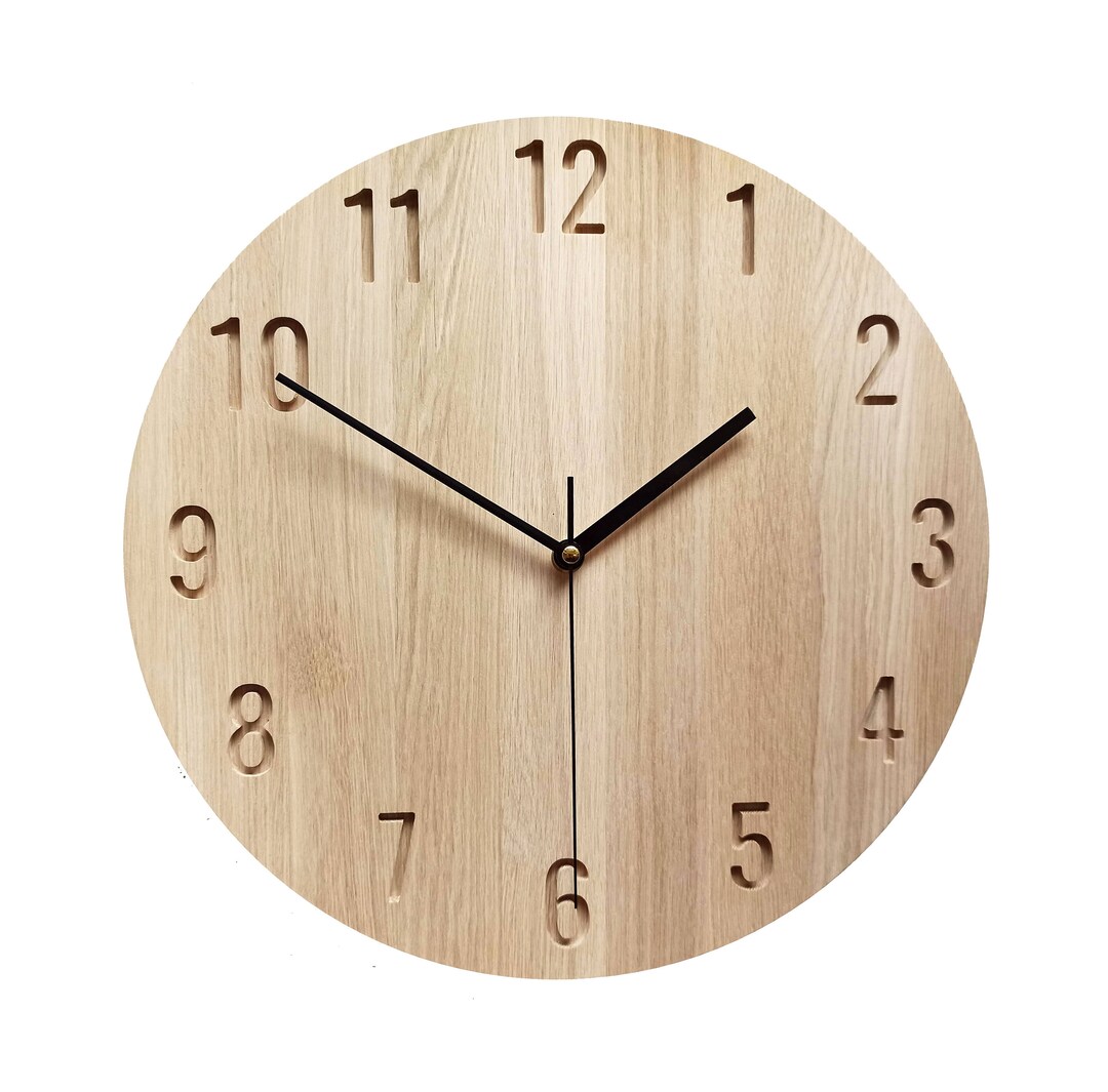 Minimalist Wood Clock, 14'' 36cm, Oak Clock, Modern Clock, Large Clock