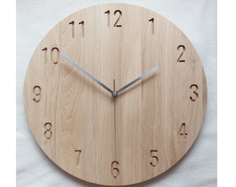 Stor väggklocka i ekträ: Modern minimalistisk design (40 cm)