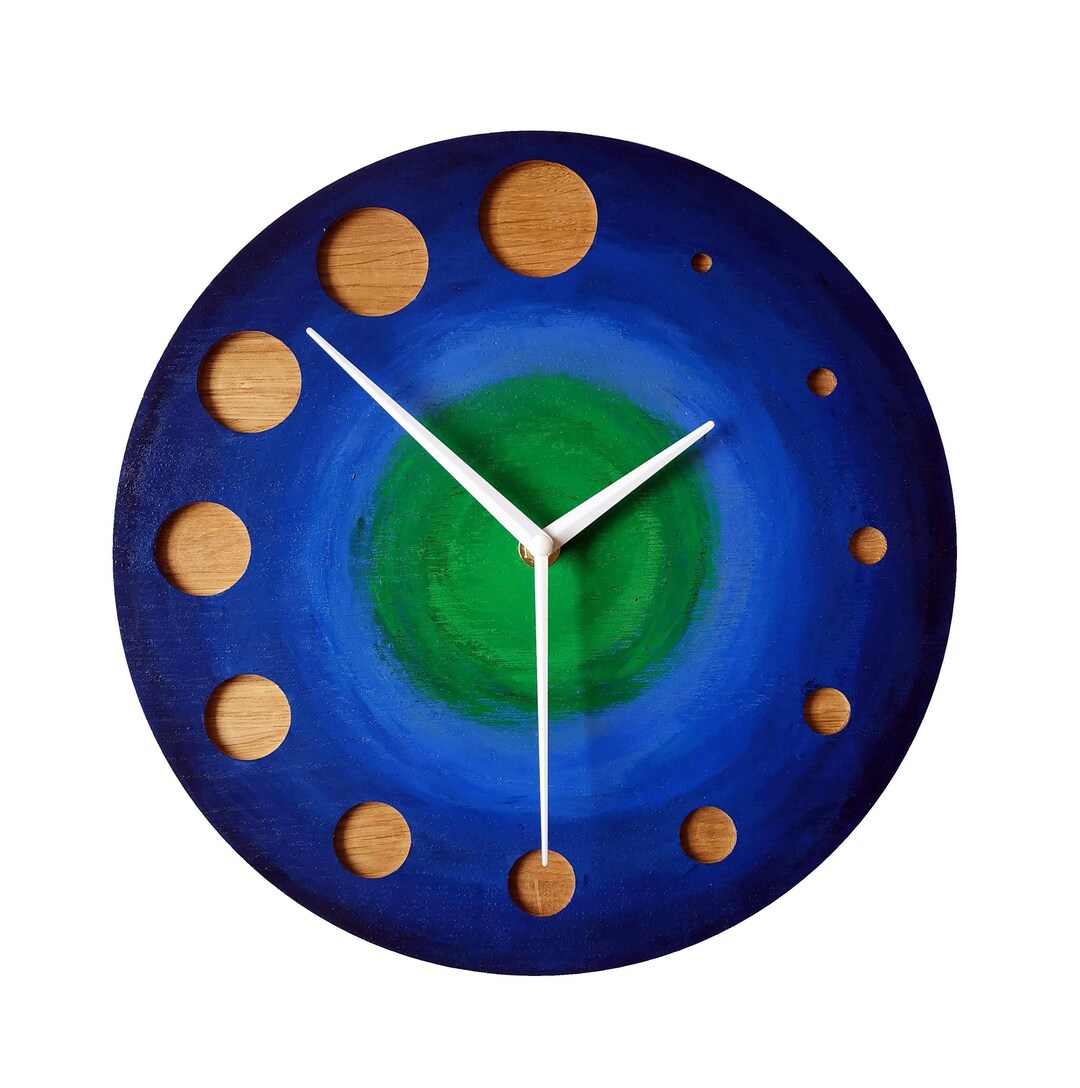Modern Wall Clock, 28cm 11'', Oak Clock, Minimalist Clock, Unicorn Spit