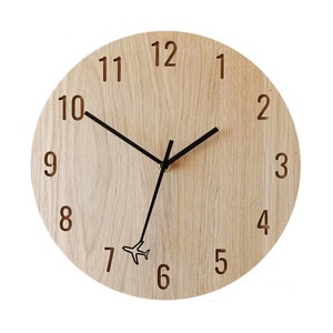 Unique Wall Clock, Modern Wall Clock, OAK Clock, 28 cm 11&#39;&#39;, Housewarming Gift, Minimalist Style, Silent Clock