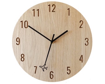 Unique Wall Clock, Modern Wall Clock, OAK Clock, 28 cm 11'', Housewarming Gift, Minimalist Style, Silent Clock