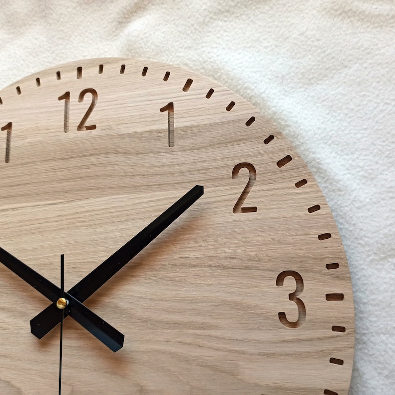 Large Oak Wood Wall Clock: Modern Silent Clock (14''/36cm) - Etsy