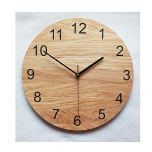 Oak Resin Wood Clock, 14'' 36cm, Minimalist Clock, Modern Clock, Large Wall Clock, Numbers Clock, Unique Wall Clock, Silent Clock