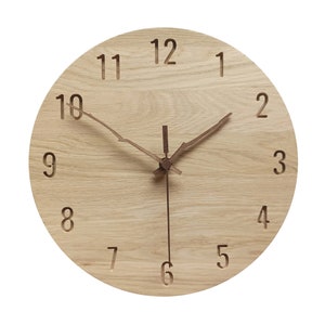 Modern Oak Wood Wall Clock: Minimalist Silent Clock, Handmade