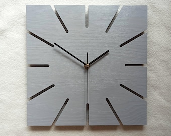 Orologio da parete in legno grigio: design quadrato minimalista 11,81''
