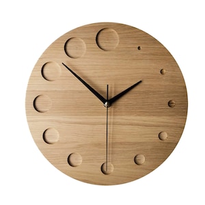 Reloj pared grande de madera maciza con forma redondo decoración hogar