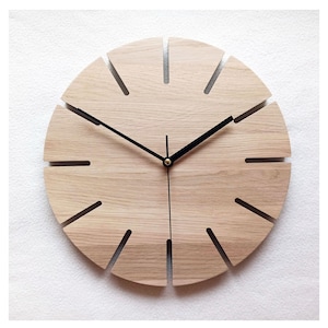Zegar ścienny z drewna, cichy zegar ścienny, 11,8&#39;&#39; 30 cm, zegar dębowy, styl detaliczny, nowoczesny zegar, Naturdeco
