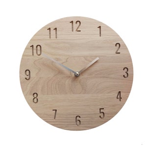 Zegar ścienny dębowy, styl minimalistyczny, 11&#39;&#39; 28 cm, zegar bez wskazówki sekundowej, cichy zegar, drewniany zegar, unikalny zegar