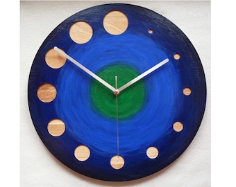 Moderne Wanduhr, 38cm (15 ''), Uhr für die Wand, Minimalistische Uhr, Einhorn Spit, Wandkunst, Wohnkultur, Einzigartige Uhr, Stille Uhr, Handgemacht