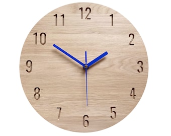 Reloj de pared moderno de madera de roble de 28 cm - Decoración minimalista silenciosa