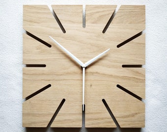 Orologio quadrato in ROVERE, 11'' 28 cm, Orologio silenzioso, Naturdeco