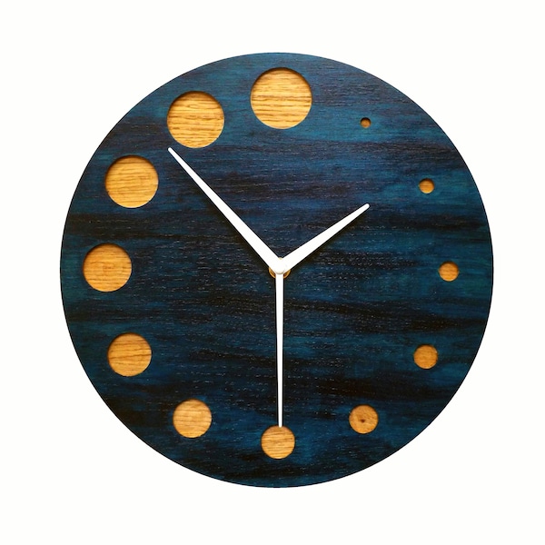 Dark Blue Wall Clock Etsy