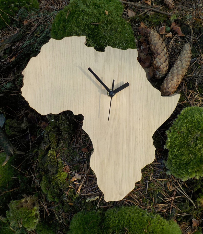 Africa Wood Clock Oak Clock Clock Wall Wood Wall Clock Etsy