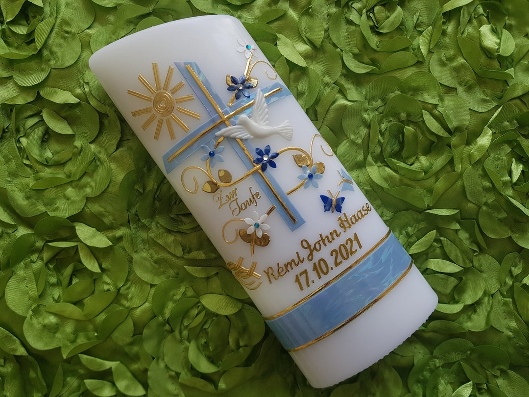 Christening Candle With Lettering Included/ Shape Ellipse Etsy