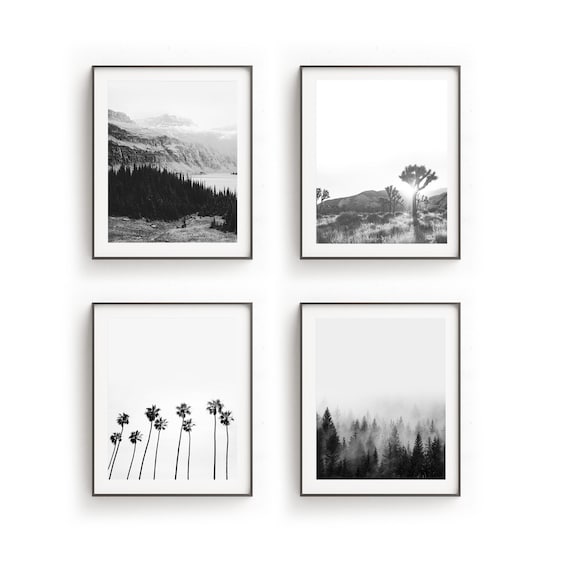 Landscape Wall Art Set Photography Wall Art Black and White Etsy