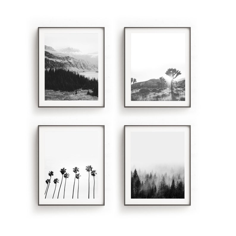 Landscape Wall Art Set Photography Wall Art Black and White Etsy