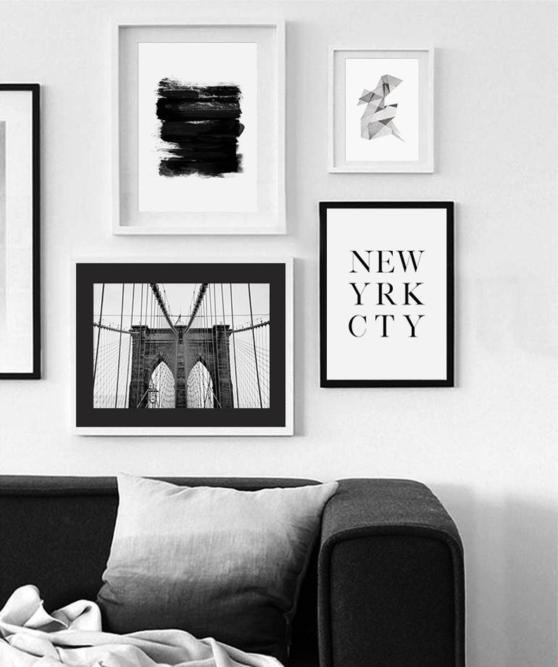 Black and White Art Set Abstract Prints Set of 4 Prints Etsy Black and White Art Set Abstract Prints Set of 4 Prints Etsy