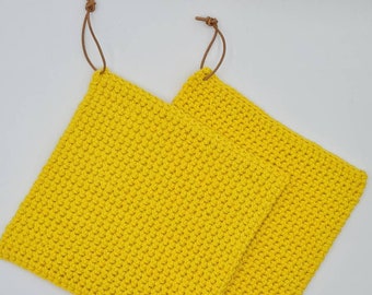 Pot holder set - pot holders - sun yellow - crocheted