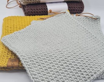 Pot holder set - pot holders - light grey - crocheted