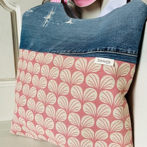 Retro Shopper Basic- Damals.... Jeans & Rosa - Beuteltasche - Schultertasche - Einkaufstasche - Henkeltasche