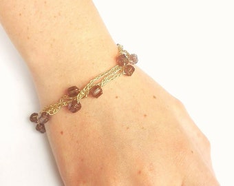 Glass Beads Bracelet Rosy brown