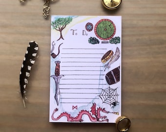 Medieval To Do List, Tolkien Inspired Notepad, Original Artwork, Stocking Stuffer