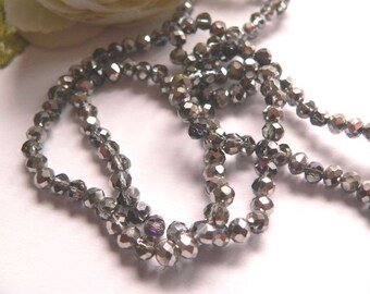 CGP045-1 Strand-Crystal beads-abacus-Grey Silver